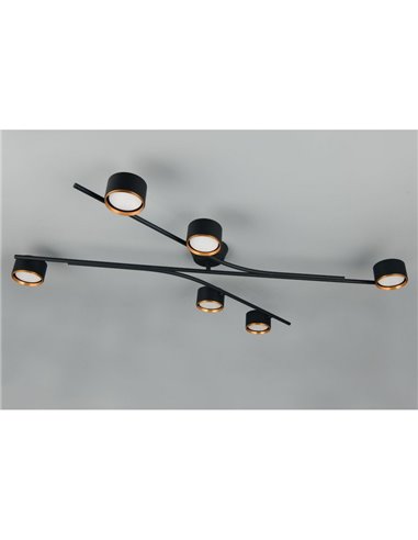 Luminária de teto CODA, 6 focos ajustáveis, lâmpadas excluindo 6x GX53, máx. 10 W, IP20, preta