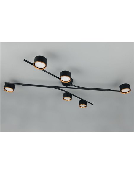 Plafón de techo CODA 6 focos orientables bombillas excl. 6x GX53 max. 10W IP20 Negro