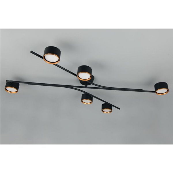 Plafón de techo CODA 6 focos orientables bombillas excl. 6x GX53 max. 10W IP20 Negro