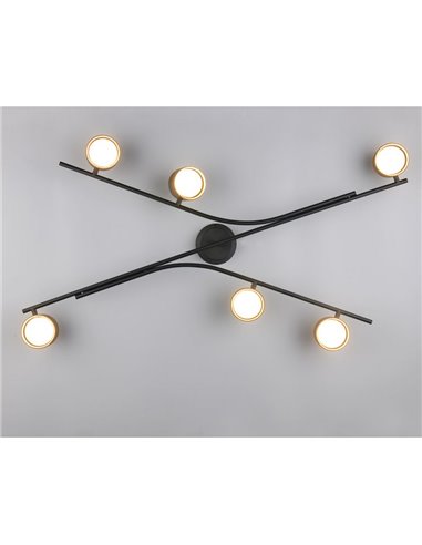 Plafón de techo CODA 6 focos orientables bombillas excl. 6x GX53 max. 10W IP20 Negro