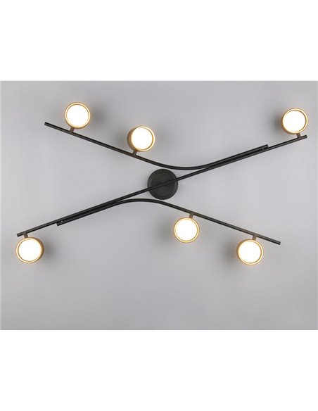 Plafón de techo CODA 6 focos orientables bombillas excl. 6x GX53 max. 10W IP20 Negro