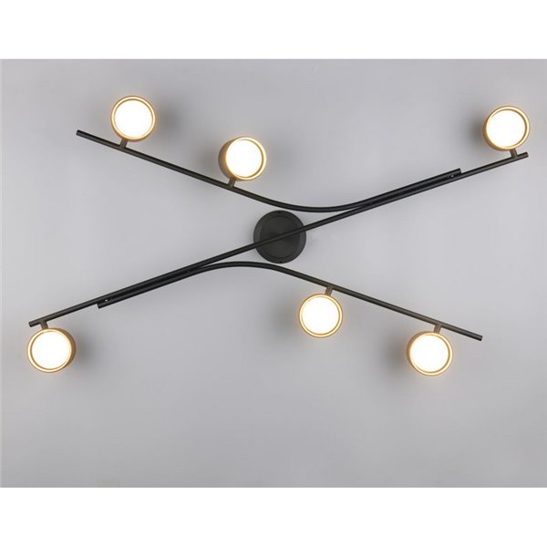 Luminária de teto CODA, 6 focos ajustáveis, lâmpadas excluindo 6x GX53, máx. 10 W, IP20, preta