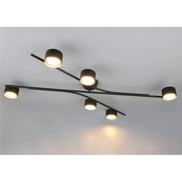 Plafón de techo CODA 6 focos orientables bombillas excl. 6x GX53 max. 10W IP20 Negro