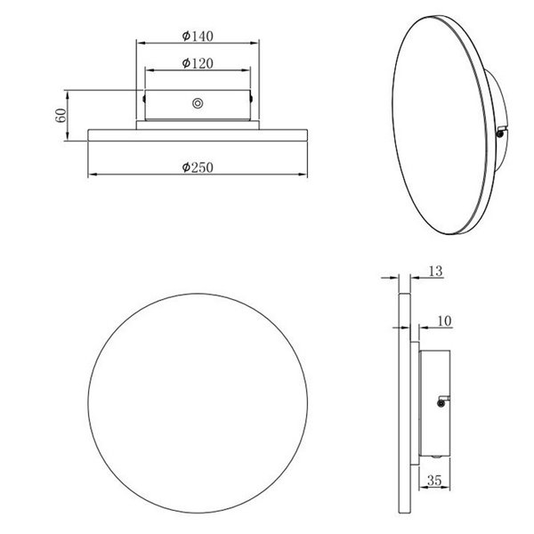 Candeeiro de parede redondo LED BOBBIN em pedra travertino BOBBIN Ø23cm  4W 1x 370lm, 3000K IP20