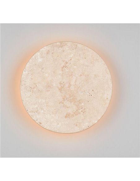 Applique murale LED ronde en pierre de travertin BOBBIN Ø23cm 4W 1x 370lm, 3000K IP20