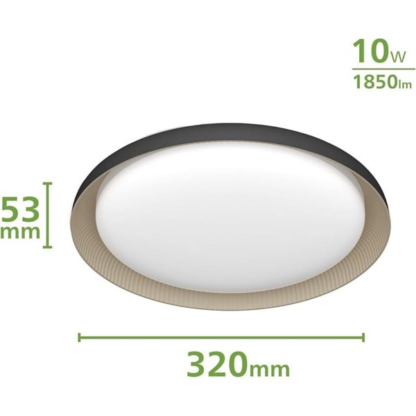 PEBBLO Plafonnier LED Ultra Efficace 10W, 2700K/4000K, Superslim Noir