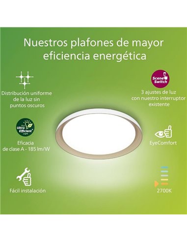 Plafón de techo LED PEBBLO blanco Ultra Efficient 10W, 2700K/4000K