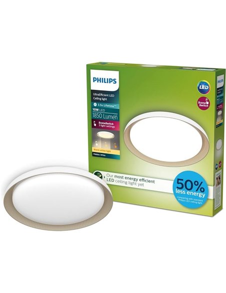 Plafonnier LED blanc PEBBLO 10W ultra efficace, 2700K/4000K