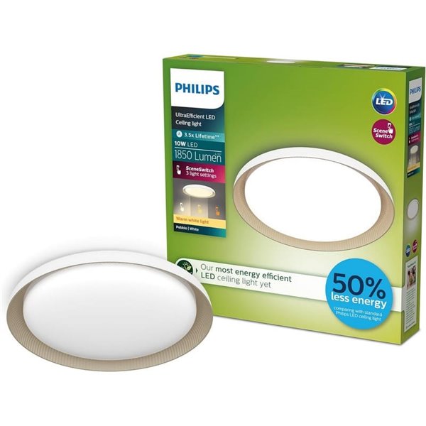 Plafón de techo LED PEBBLO blanco Ultra Efficient 10W, 2700K/4000K
