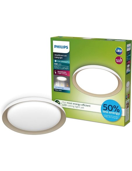 Plafón de techo LED PEBBLO blanco Ultra Efficient 10W, 2700K/4000K