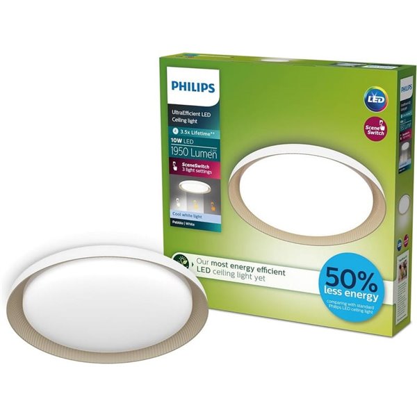 Plafón de techo LED PEBBLO blanco Ultra Efficient 10W, 2700K/4000K