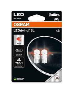 LEDriving SL 12V W2.1x9.5d, 0,6W, 2825DRP-2BL, pacote com 2, compatível com lâmpadas LED vermelhas W5W