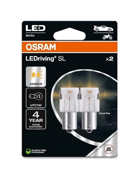 Bombilla LED de recambio compatible con P21W ámbar LEDriving SL BA15s, 7506DYP-2BL, 1,3W, 2uds