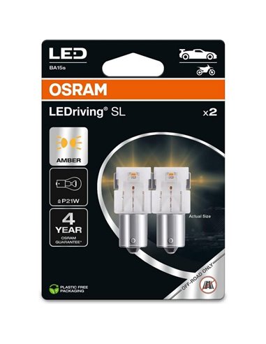 Bombilla LED de recambio compatible con P21W ámbar LEDriving SL BA15s, 7506DYP-2BL, 1,3W, 2uds