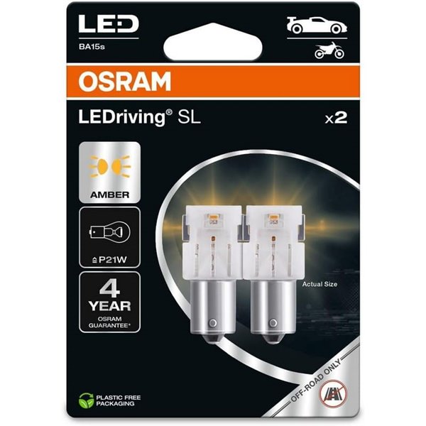 Bombilla LED de recambio compatible con P21W ámbar LEDriving SL BA15s, 7506DYP-2BL, 1,3W, 2uds