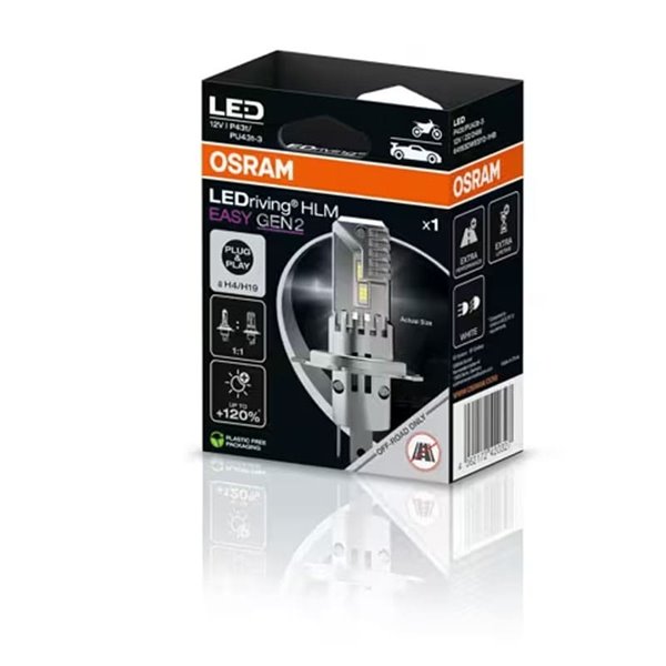 Lâmpada LED H4/H19 LEDriving HLM EASY GEN 2, 6000K, 64193DWESY2-1HB, 1 unidade
