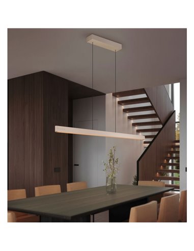 Plafonnier LED DONEGAL, style linéaire, avec moteur eMove, 40 W, 4 650 lm, 2 700-6 500 K, beige