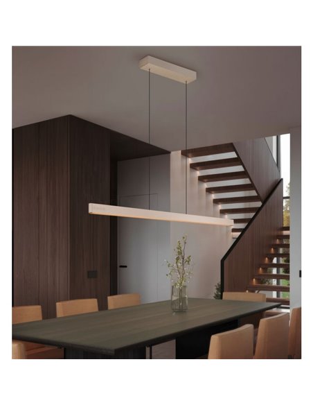 Luminária de teto LED DONEGAL, estilo linear, com motor eMove, 40W, 4650lm, 2700-6500K, bege