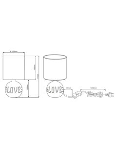 Lámpara de Sobremesa Rustico Marrón Love Esna Grande 1XE14 2