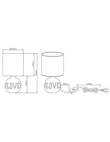 Lámpara de Sobremesa Rustico Marrón Love Esna Grande 1XE14