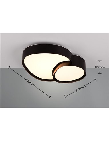 Plafón de techo LED RISE 43,5cm 21W 2400lm, regulable 2700 - 6500K, modo noche, función memoria IP20 Negro