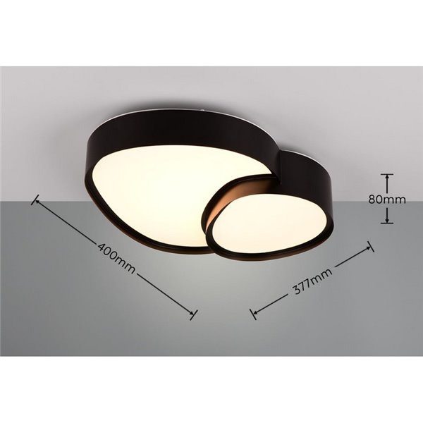 Plafón de techo LED RISE 43,5cm 21W 2400lm, regulable 2700 - 6500K, modo noche, función memoria IP20 Negro