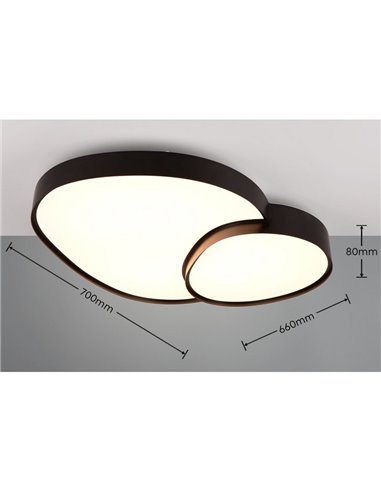 Plafón de techo LED RISE 77cm 45W 5300lm, regulable 2700 - 6500K, modo noche, función memoria IP20 Negro