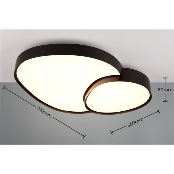 Plafón de techo LED RISE 77cm 45W 5300lm, regulable 2700 - 6500K, modo noche, función memoria IP20 Negro