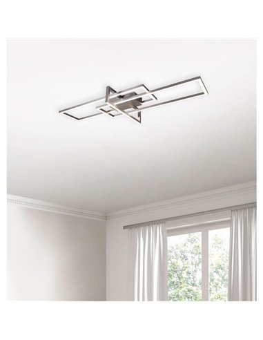 Plafón LED de techo SALINAS rectangular, 34W 3900lm, 3000K IP20 Níquel