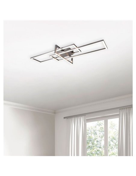 Plafón LED de techo SALINAS rectangular, 34W 3900lm, 3000K IP20 Níquel