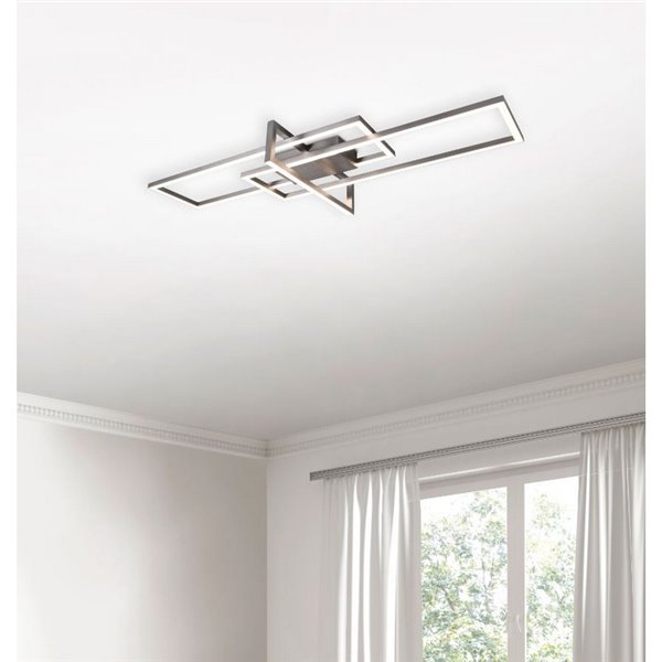 Plafón LED de techo SALINAS rectangular, 34W 3900lm, 3000K IP20 Níquel