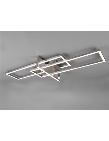 Plafón LED de techo SALINAS rectangular, 34W 3900lm, 3000K IP20 Níquel