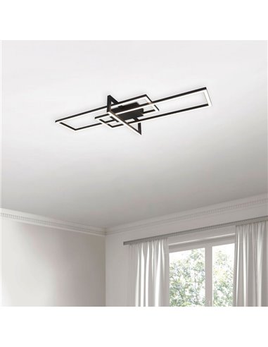 Plafón LED de techo SALINAS rectangular, 34W 3900lm, 3000K IP20 Negro