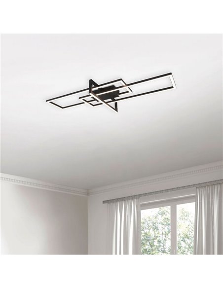 Plafón LED de techo SALINAS rectangular, 34W 3900lm, 3000K IP20 Negro