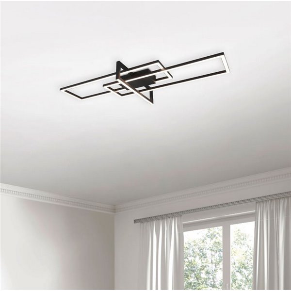 Plafón LED de techo SALINAS rectangular, 34W 3900lm, 3000K IP20 Negro