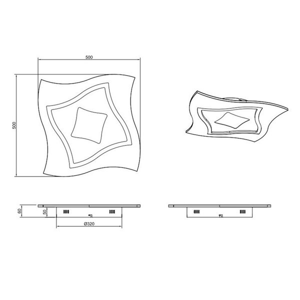 Luminária de teto quadrada KLINT LED 21W 2350lm, RGB + 2700 - 6500K, modo noturno, função de memória IP20
