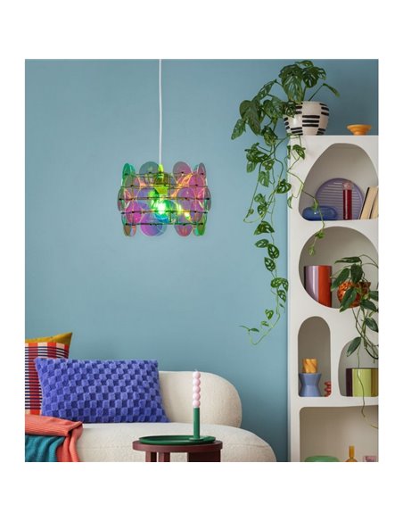 Luminária de teto IRIDE com painéis iridescentes, altura ajustável, lâmpada excluindo 1x E27, máx. 10W, IP20