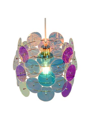 Plafonnier IRIDE à panneaux irisés, hauteur réglable, ampoule non incluse : 1 E27, max. 10 W, IP20