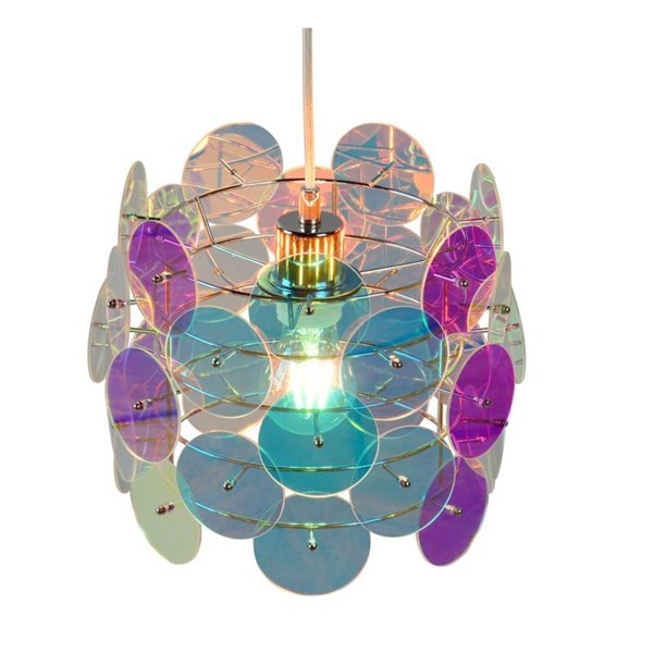 Plafonnier IRIDE à panneaux irisés, hauteur réglable, ampoule non incluse : 1 E27, max. 10 W, IP20