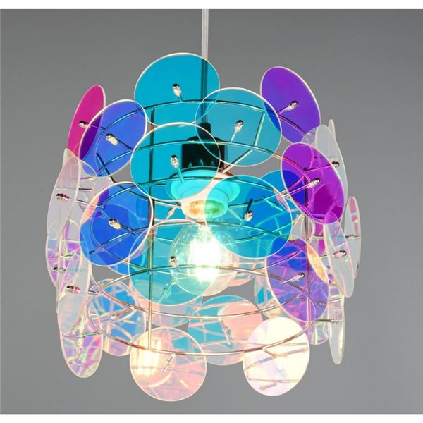 Plafonnier IRIDE à panneaux irisés, hauteur réglable, ampoule non incluse : 1 E27, max. 10 W, IP20