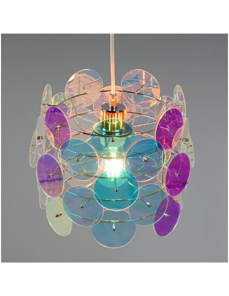 Luminária de teto IRIDE com painéis iridescentes, altura ajustável, lâmpada excluindo 1x E27, máx. 10W, IP20