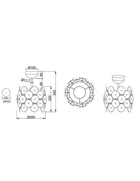 Plafón de techo IRIDE con placas iridiscentes, bombilla excl. 1x E27 max. 10W IP20