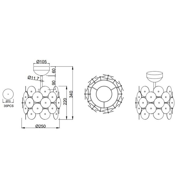Plafonnier IRIDE avec panneaux irisés, ampoule exclue : 1 x E27 max. 10 W IP20
