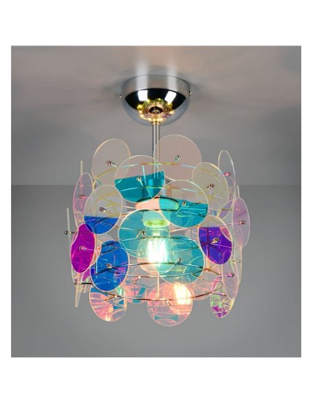 Luminária de teto IRIDE com painéis iridescentes, lâmpada excl. 1x E27 máx. 10W IP20
