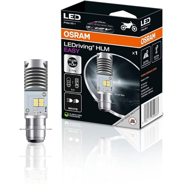 Bombilla LED T19/M5 para faros delanteros de moto LEDriving HLM, P15d-25-1, 5.0W/5.5W, 6000K, 7335DWESY-1HB