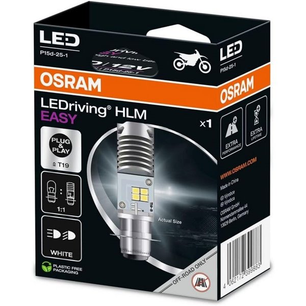 Bombilla LED T19/M5 para faros delanteros de moto LEDriving HLM, P15d-25-1, 5.0W/5.5W, 6000K, 7335DWESY-1HB