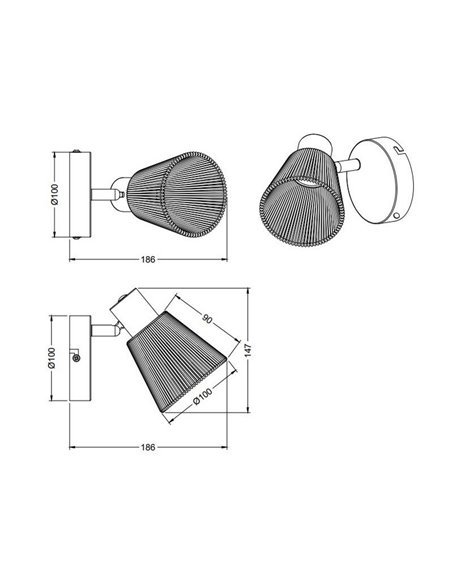 Spot mural ou plafonnier NATREL, finition naturelle, ampoule exclue 1x E14 max. 10W IP20