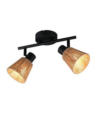 Spot de parede ou teto NATREL de 2 luzes, acabamento natural, lâmpada excluindo 2x E14, máx. 10W, IP20