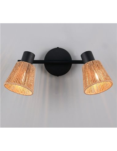 Foco de pared o techo 2 luces NATREL acabado natural, bombilla excl. 2x E14 max. 10W IP20