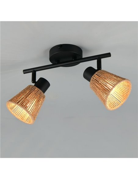 Spot de parede ou teto NATREL de 2 luzes, acabamento natural, lâmpada excluindo 2x E14, máx. 10W, IP20